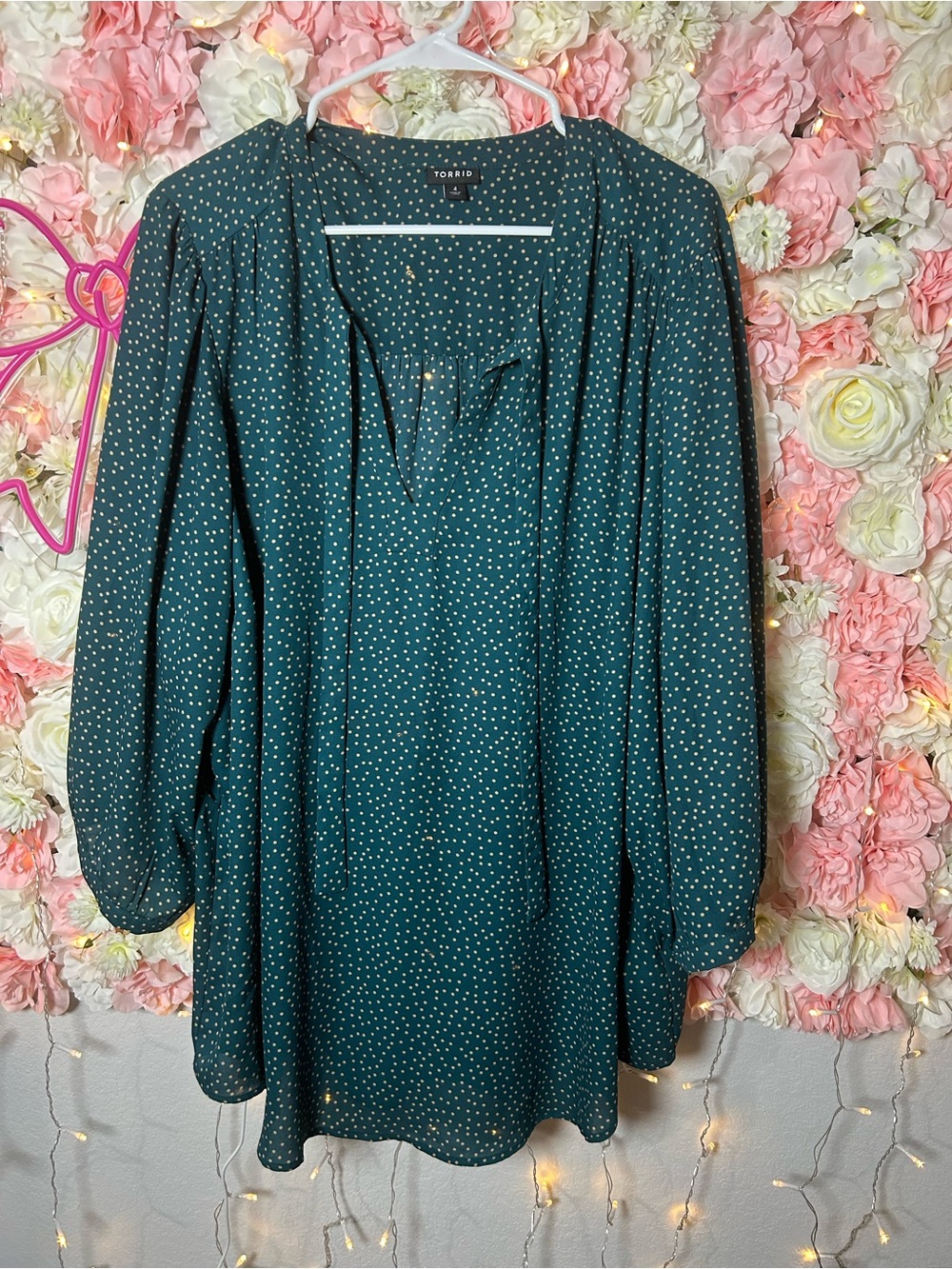 torrid Teal Dot Peasant Tunic